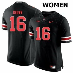 NCAA Ohio State Buckeyes Women's #16 Cameron Brown Black Out Nike Football College Jersey LLS6545FE